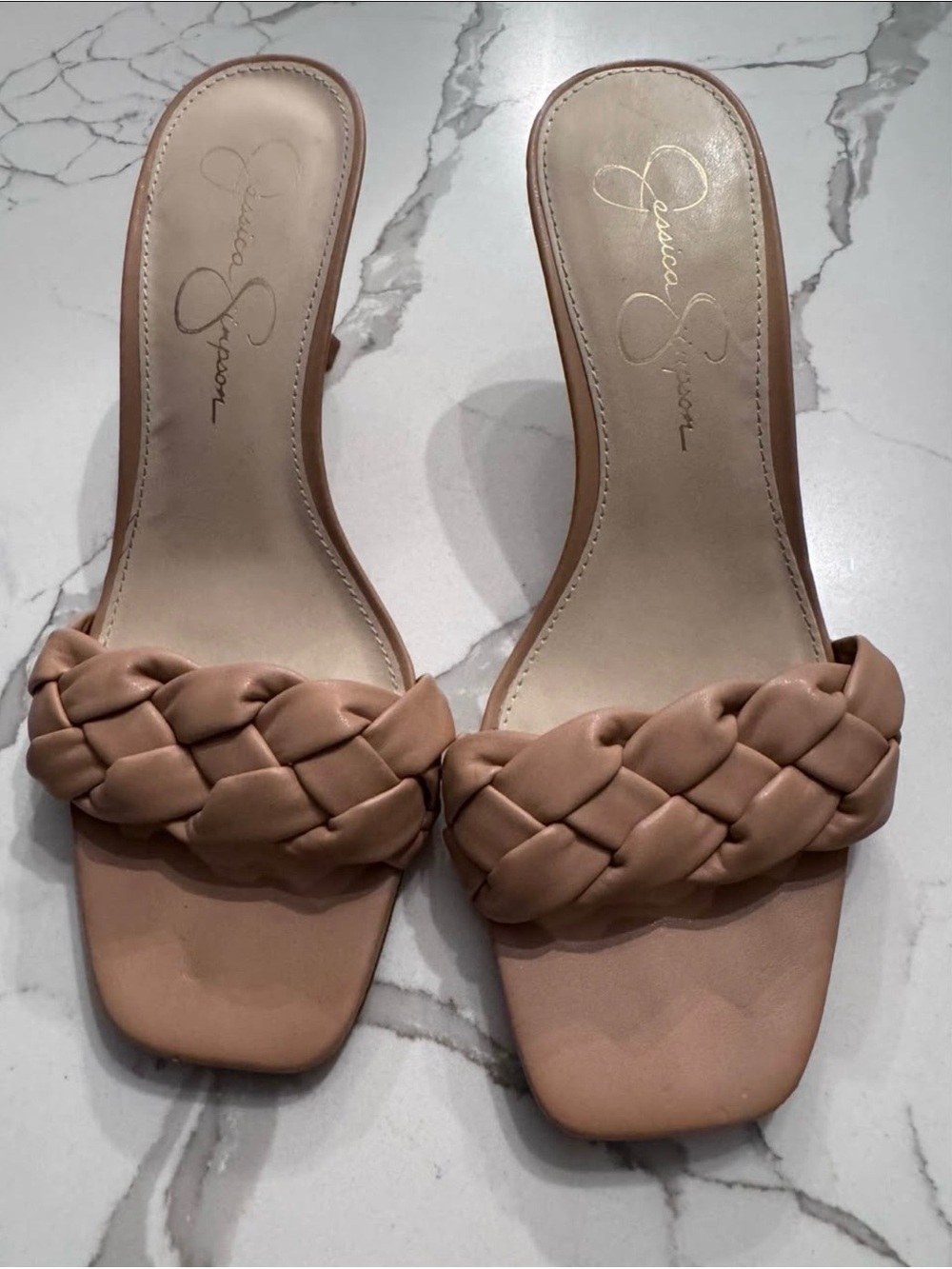 Jessica Simpson Braided Slide Mules in Beige